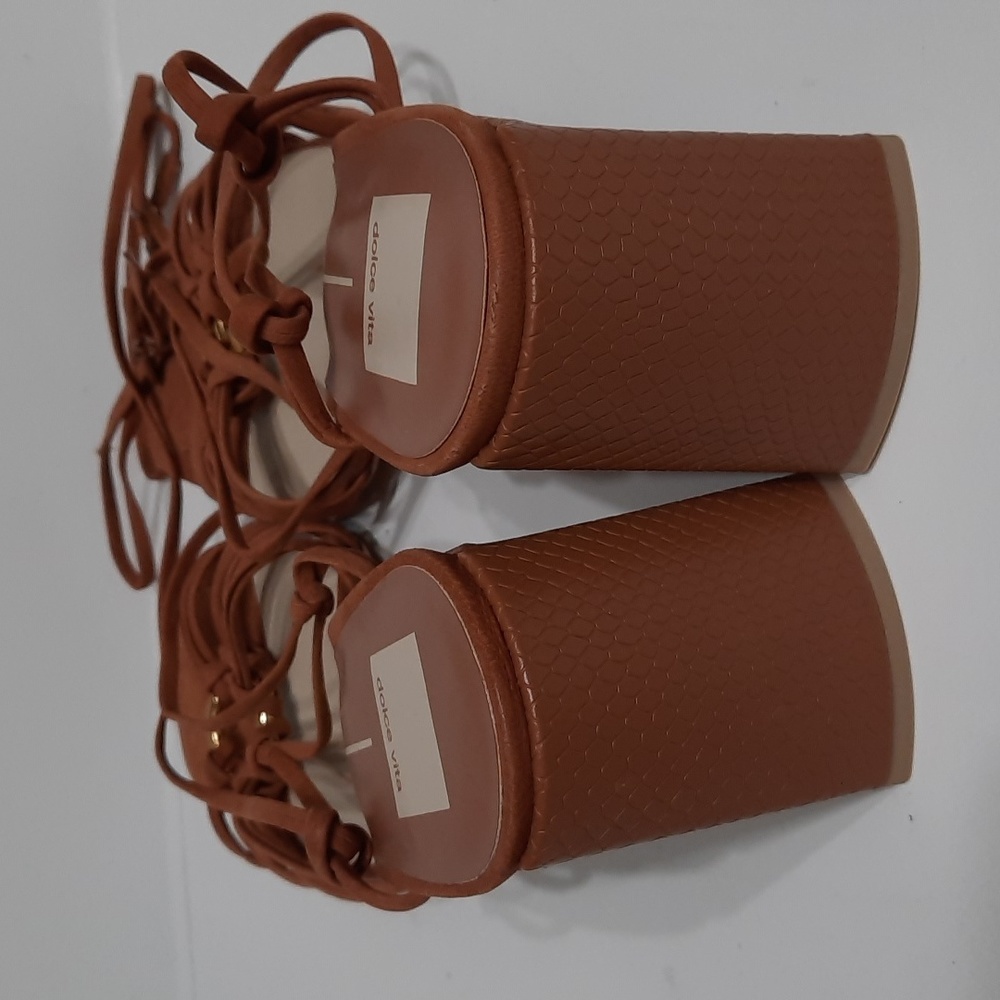 NWT DOLCE VITA BROWN MASH LACE UP SANDALS SZ 10 - Picture 5 of 12